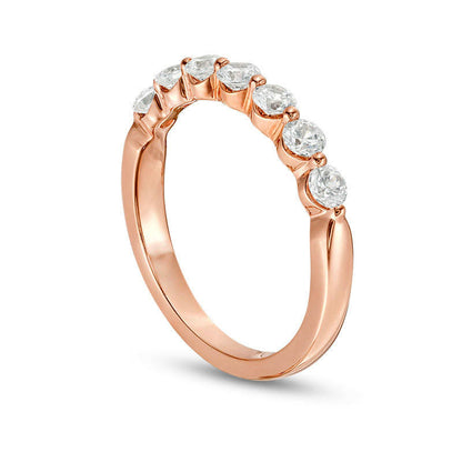 0.75 CT. T.W. Natural Diamond Seven Stone Anniversary Band in Solid 10K Rose Gold