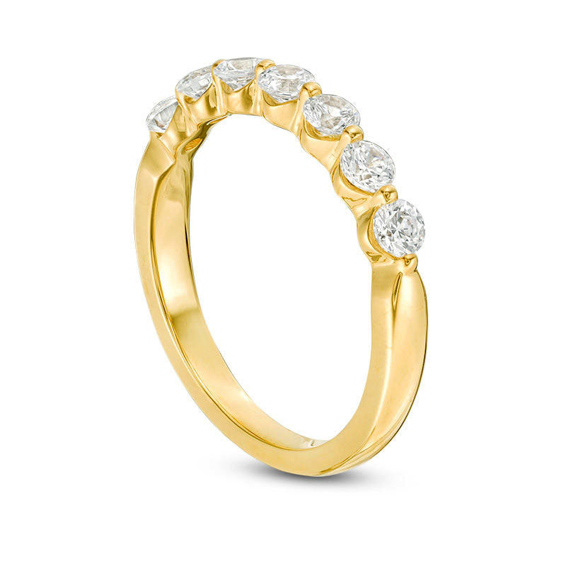 0.75 CT. T.W. Natural Diamond Seven Stone Anniversary Band in Solid 10K Yellow Gold