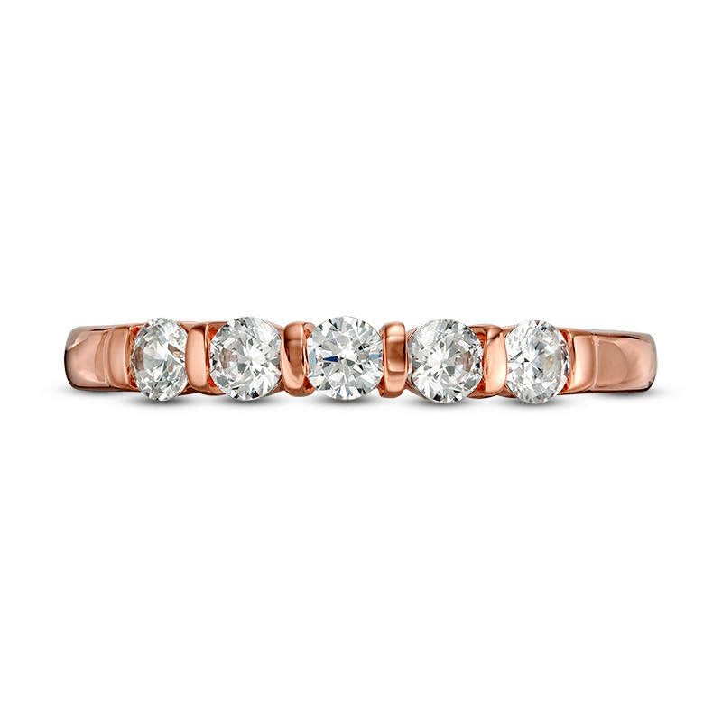 0.50 CT. T.W. Natural Diamond Five Stone Vertical Bar Anniversary Band in Solid 10K Rose Gold