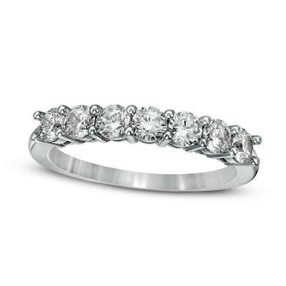 0.75 CT. T.W. Natural Diamond Seven Stone Anniversary Band in Solid 10K White Gold