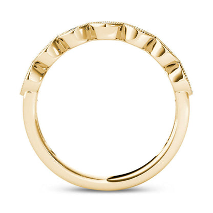 0.20 CT. T.W. Natural Diamond Marquise-Shaped Antique Vintage-Style Stackable Band in Solid 10K Yellow Gold