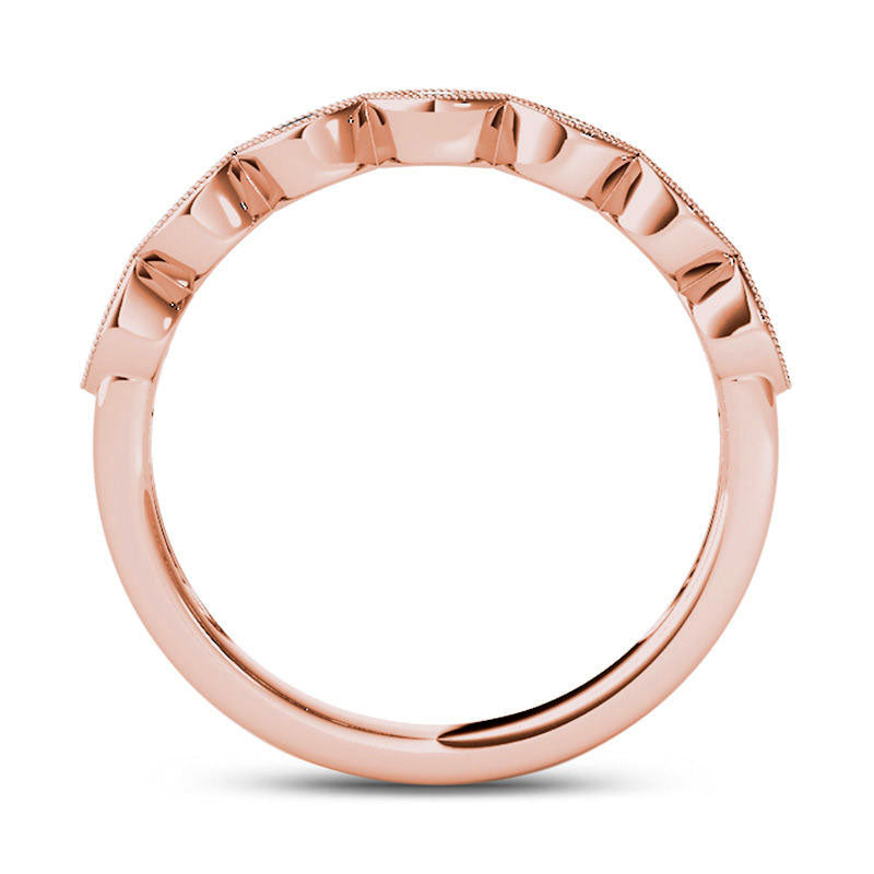 0.20 CT. T.W. Natural Diamond Marquise-Shaped Antique Vintage-Style Stackable Band in Solid 10K Rose Gold