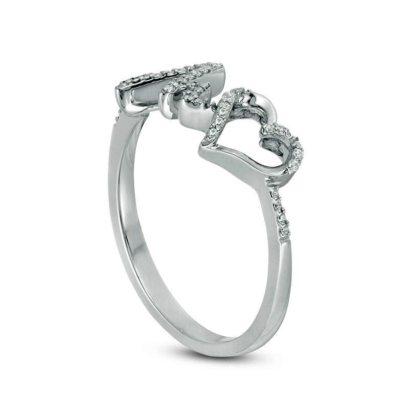 0.07 CT. T.W. Natural Diamond Heartbeat and Heart Ring in Sterling Silver
