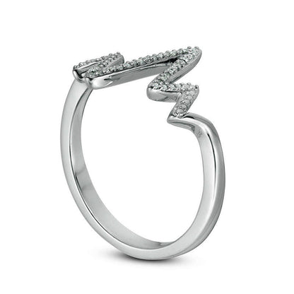 0.07 CT. T.W. Natural Diamond Heartbeat Ring in Sterling Silver