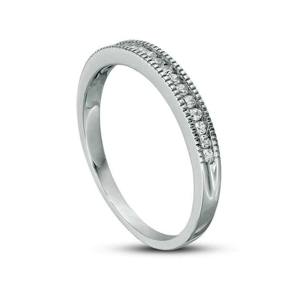 0.17 CT. T.W. Natural Diamond Antique Vintage-Style Stackable Band in Solid 10K White Gold