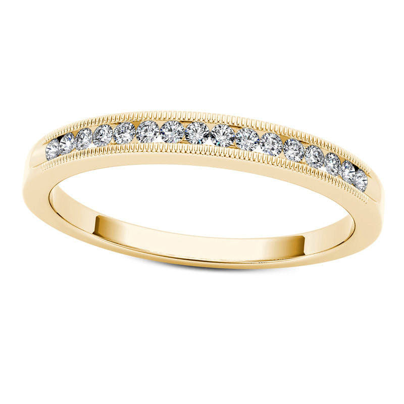 0.17 CT. T.W. Natural Diamond Antique Vintage-Style Stackable Band in Solid 10K Yellow Gold