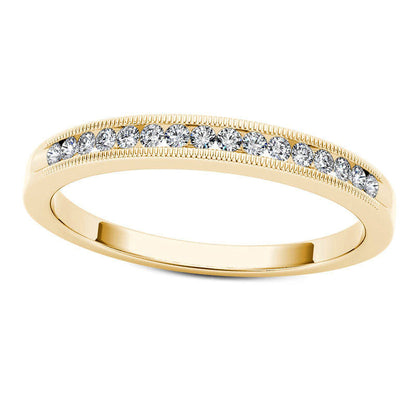 0.17 CT. T.W. Natural Diamond Antique Vintage-Style Stackable Band in Solid 10K Yellow Gold