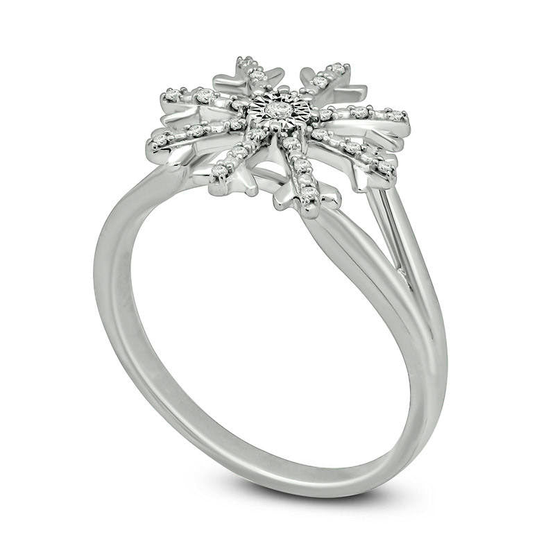 0.10 CT. T.W. Natural Diamond Snowflake Ring in Sterling Silver