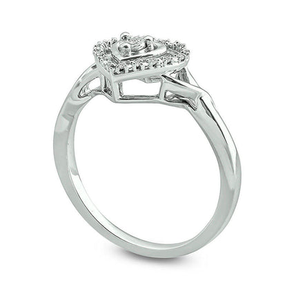 0.05 CT. T.W. Natural Diamond Heart Frame Twist Promise Ring in Sterling Silver