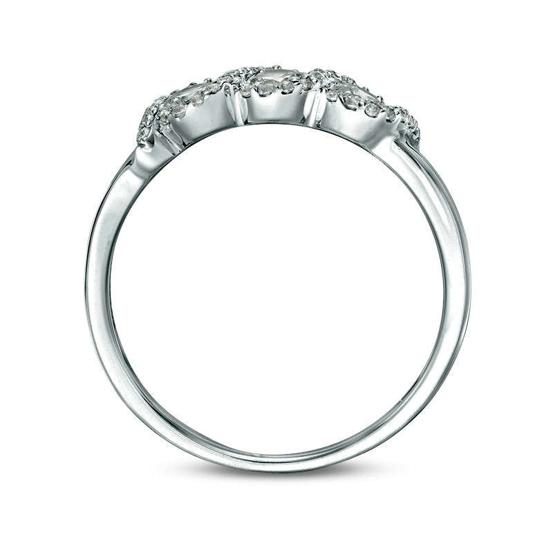 0.50 CT. T.W. Natural Diamond Three Stone Twist Frame Engagement Ring in Solid 10K White Gold