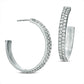 1.5 CT. T.W. Diamond Double Row Hoop Earrings in 10K White Gold