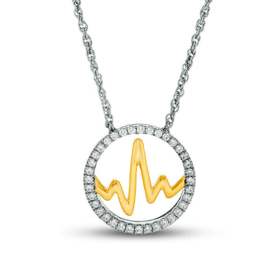 0.25 CT. T.W. Natural Diamond Open Circle Heartbeat Necklace in Sterling Silver with 14K Gold Plate