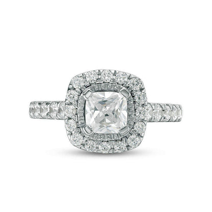1.75 CT. T.W. Cushion-Cut Natural Diamond Frame Engagement Ring in Solid 14K White Gold