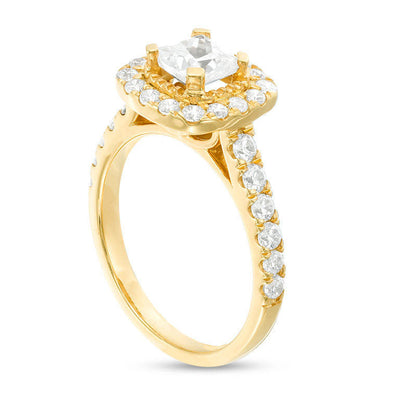 1.75 CT. T.W. Cushion-Cut Natural Diamond Frame Engagement Ring in Solid 14K Gold