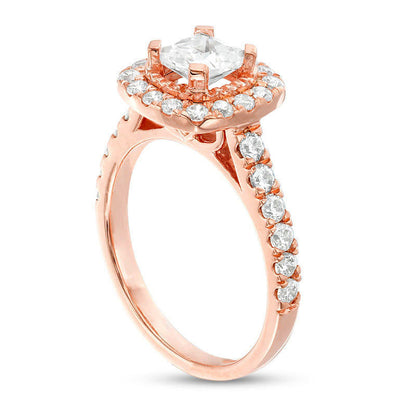 1.75 CT. T.W. Cushion-Cut Natural Diamond Frame Engagement Ring in Solid 14K Rose Gold