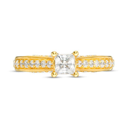 1.0 CT. T.W. Princess-Cut Natural Diamond Pav? Engagement Ring in Solid 14K Gold