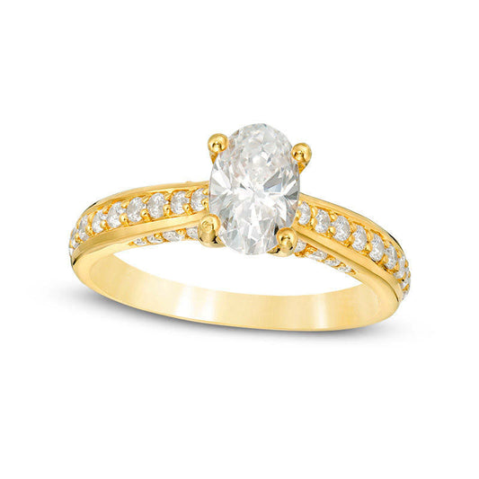 1.5 CT. T.W. Oval Natural Diamond Pav? Engagement Ring in Solid 14K Gold