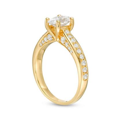 1.5 CT. T.W. Oval Natural Diamond Pav? Engagement Ring in Solid 14K Gold