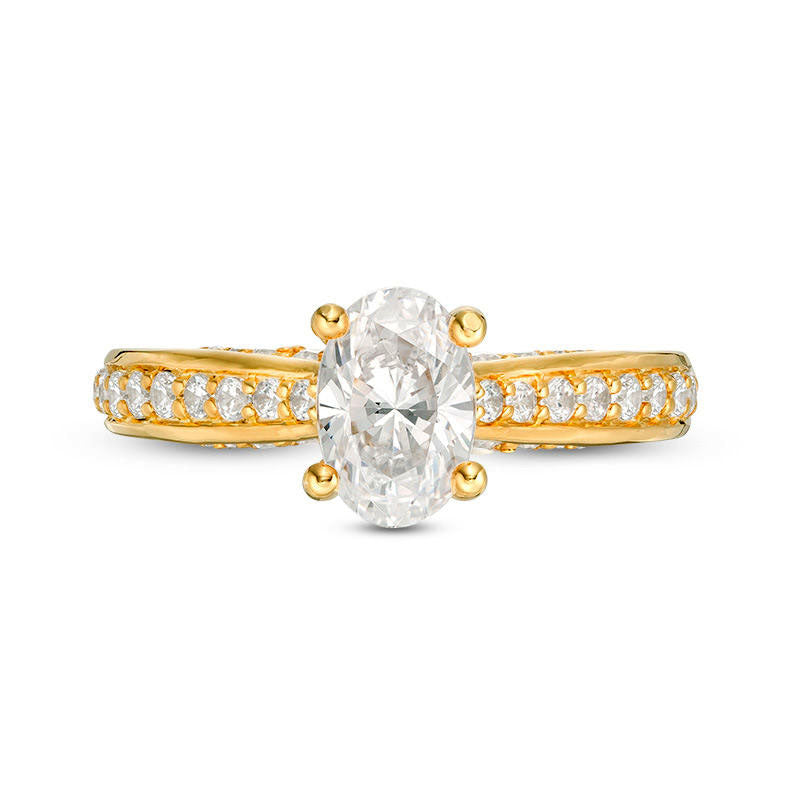 1.5 CT. T.W. Oval Natural Diamond Pav? Engagement Ring in Solid 14K Gold