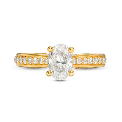 1.5 CT. T.W. Oval Natural Diamond Pav? Engagement Ring in Solid 14K Gold
