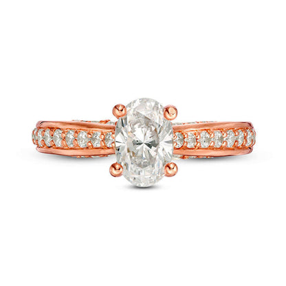 1.5 CT. T.W. Oval Natural Diamond Pav? Engagement Ring in Solid 14K Rose Gold