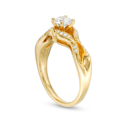 0.63 CT. T.W. Natural Diamond Ribbon Shank Engagement Ring in Solid 14K Gold