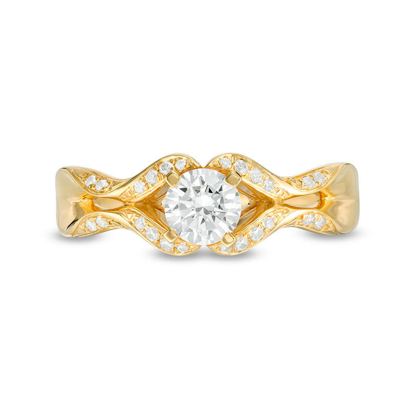 0.63 CT. T.W. Natural Diamond Ribbon Shank Engagement Ring in Solid 14K Gold