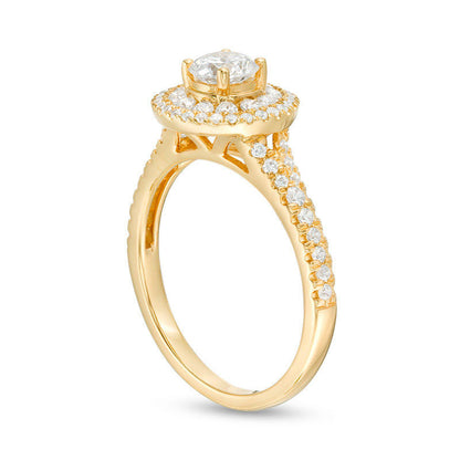 1.0 CT. T.W. Natural Diamond Double Frame Engagement Ring in Solid 14K Gold