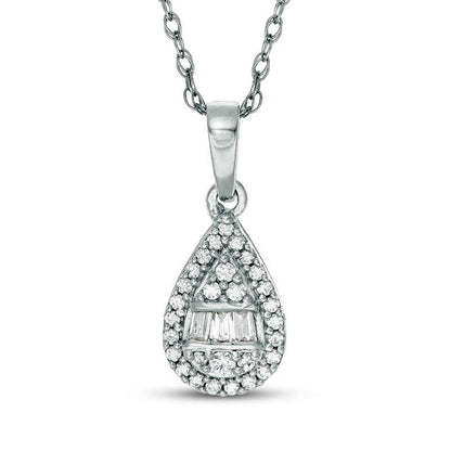 0.17 CT. T.W. Composite Pear-Shaped Natural Diamond Pendant in 10K White Gold
