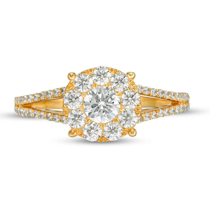 1.0 CT. T.W. Natural Diamond Frame Split Shank Engagement Ring in Solid 14K Gold