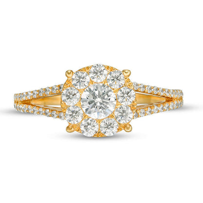 1.0 CT. T.W. Natural Diamond Frame Split Shank Engagement Ring in Solid 14K Gold