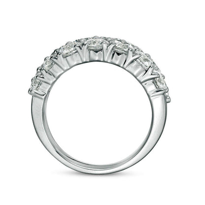 3.0 CT. T.W. Natural Diamond Double Row Anniversary Band in Solid 10K White Gold