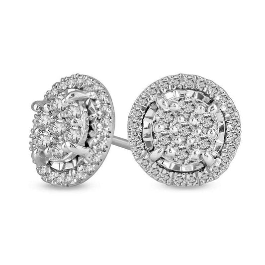 0.5 CT. T.W. Composite Diamond Frame Stud Earrings in 10K White Gold