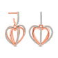 0.25 CT. T.W. Diamond Layered Orbit Heart J-Drop Earrings in 10K Rose Gold