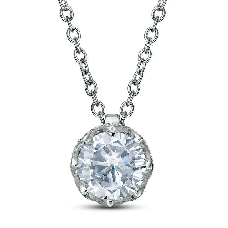 7.0mm White Topaz Solitaire Floral Pendant in Sterling Silver - 19.5