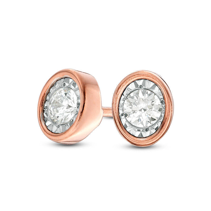 0.17 CT. T.W. Diamond Solitaire Oval-Shaped Stud Earrings in 10K Rose Gold