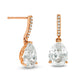Pear-Shaped Lab-Created White Sapphire and 0.07 CT. T.W. Diamond Drop Earrings in 10K Rose Gold