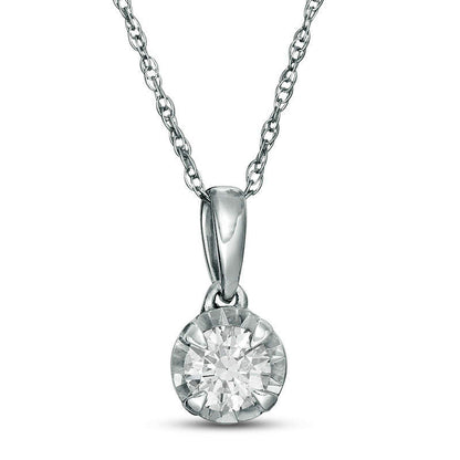 0.25 CT. Natural Diamond Solitaire Pendant in Sterling Silver