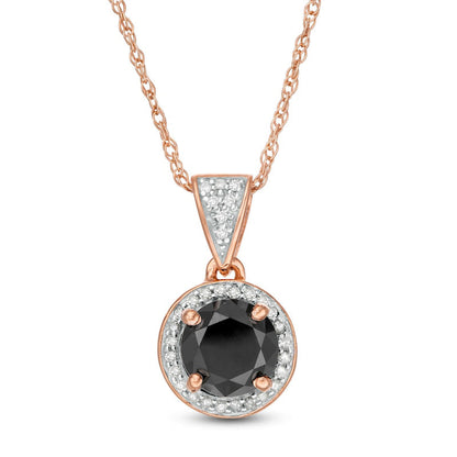 2 CT. T.W. Enhanced Black and White Natural Diamond Frame Pendant in 10K Rose Gold