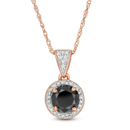 2 CT. T.W. Enhanced Black and White Natural Diamond Frame Pendant in 10K Rose Gold