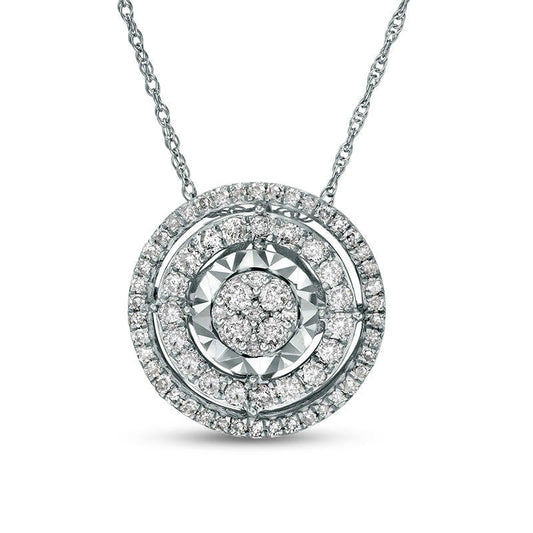 0.5 CT. T.W. Composite Natural Diamond Double Frame Pendant in 10K White Gold