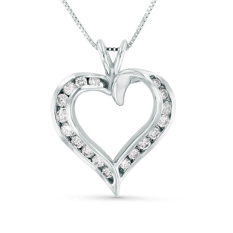 0.38 CT. T.W. Natural Diamond Heart Pendant in 14K White Gold (I/I1)