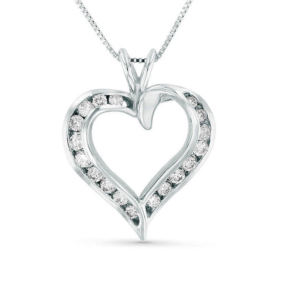 0.38 CT. T.W. Natural Diamond Heart Pendant in 14K White Gold (I/I1)