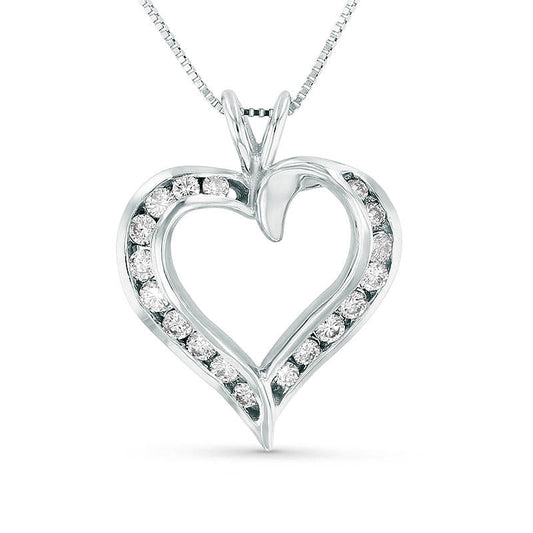 0.38 CT. T.W. Natural Diamond Heart Pendant in 14K White Gold (I/I1)