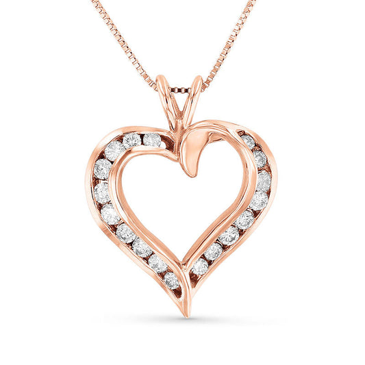 0.38 CT. T.W. Natural Diamond Heart Pendant in 14K Rose Gold (I/I1)