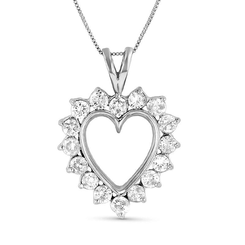 1.5 CT. T.W. Natural Diamond Heart Pendant in 14K White Gold (I/I1)