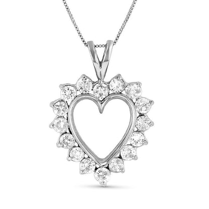 1.5 CT. T.W. Natural Diamond Heart Pendant in 14K White Gold (I/I1)