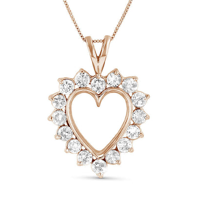 1.5 CT. T.W. Natural Diamond Heart Pendant in 14K Rose Gold (I/I1)
