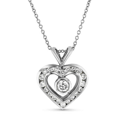 0.63 CT. T.W. Natural Diamond Heart Pendant in 14K White Gold (I/SI2)