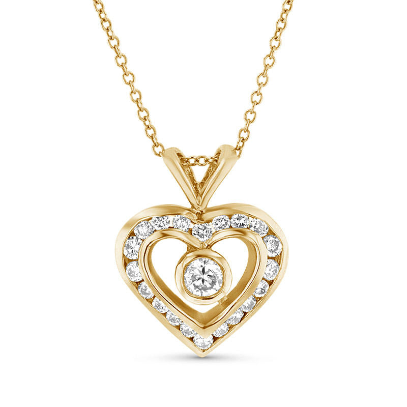 0.63 CT. T.W. Natural Diamond Heart Pendant in 14K Gold (I/SI2)